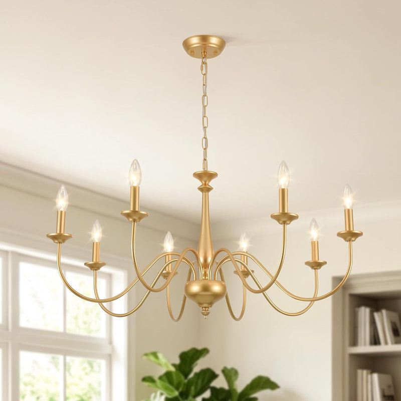 Lustre classique à 6 lumières de style bougie Tinoco, Sophisticated Gold, 8