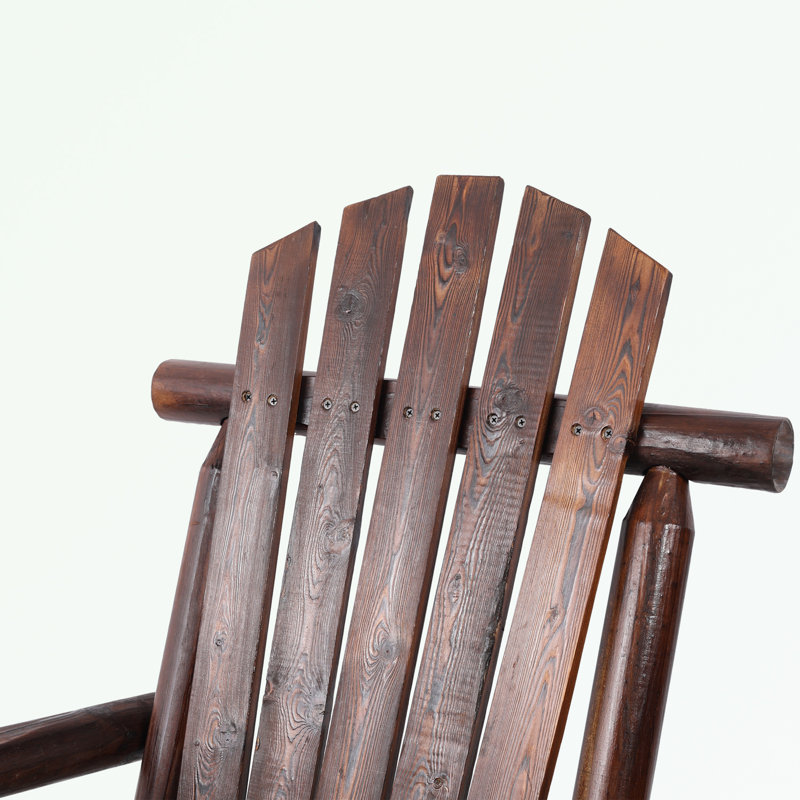 Wooden Patio Rocking Chair with Tall Backrest, Brown