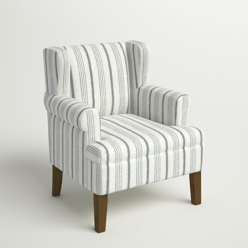 Anastacio 31.5" Wide Classic Wingback Chair, Polyester Blue