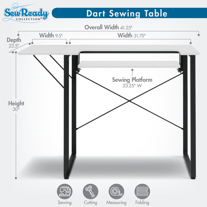 41'' x 23'' Sewing Table with Sewing Machine Platform, White