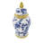 Elrene Ceramic Floral Blue Decorative Jars with Cream and Gold Accents-1111503977