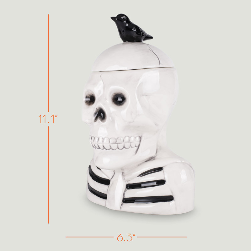 Skeleton Crow 12 x 8.5 Dolomite Cookie Jar