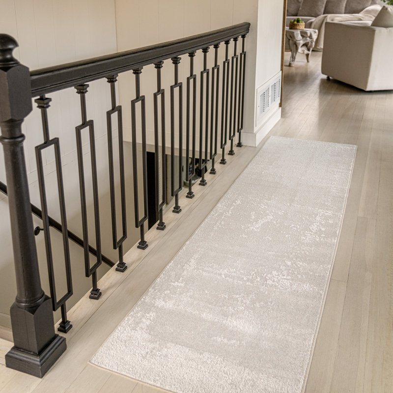 Asala Solid Low-Pile Ivory Rug, Runner 2' x 12'