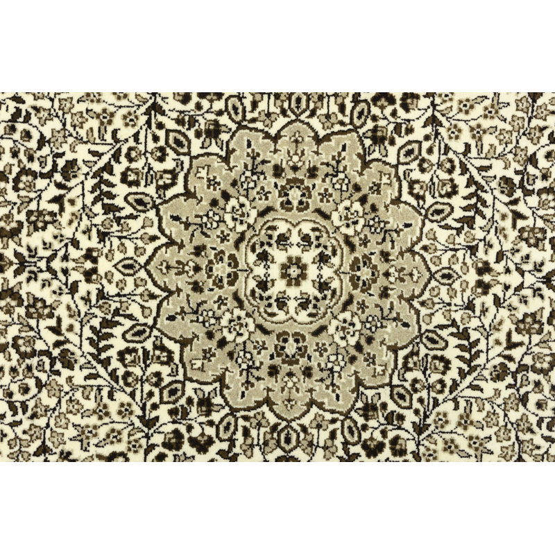 Cream Traditional 6X8 Indo Kerman Oriental Area Rug