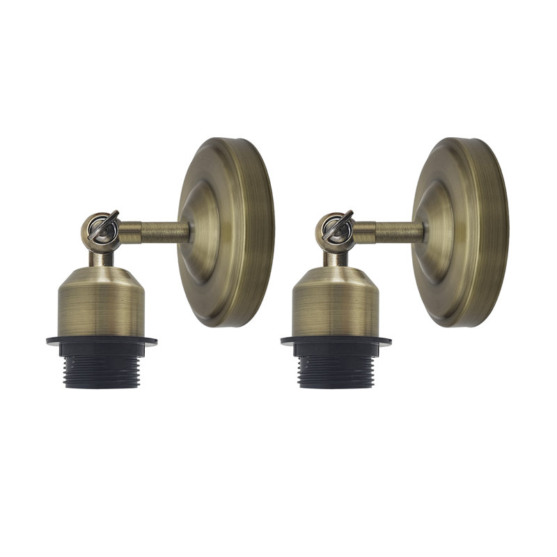 Boykin Adjustable Wall Sconce – Vintage Style Dimmable Light with Metal Shade by Breakwater Bay, No, Green Brass