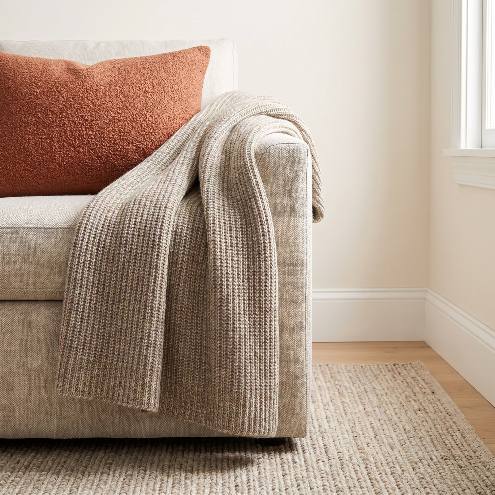 Jamilla Knit Wool Throw Blanket, Cognac