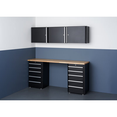 TRINITY 6-Piece Steel Garage Storage System in Black (72 in. W x 74 in. H x 19 in. D)