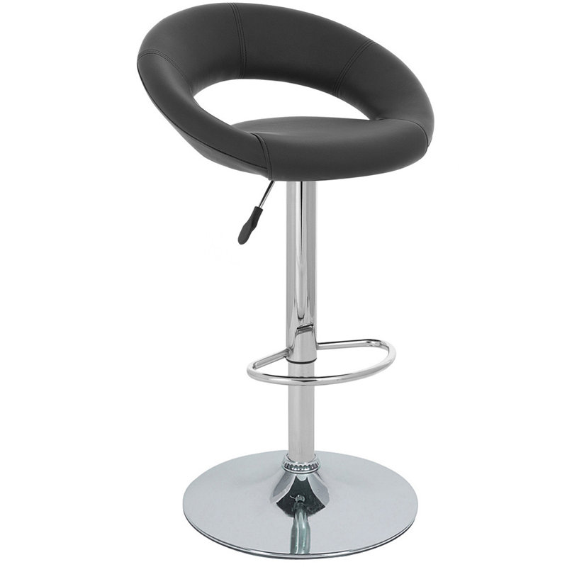Tabouret de bar rotatif à hauteur ajustable Nouvel, Noir, 2