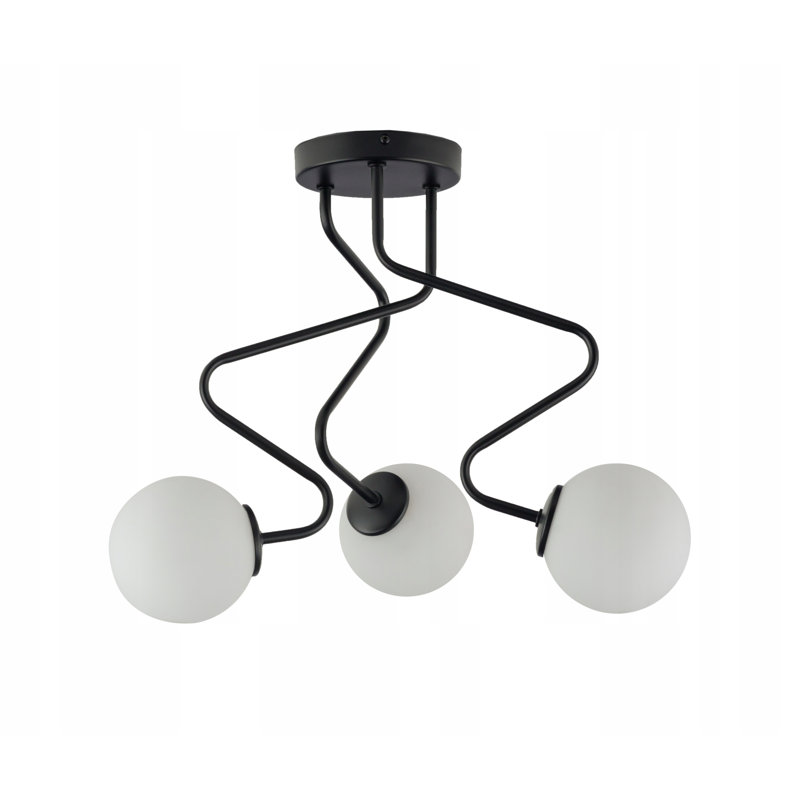 Glass Semi Flush Mount, Black