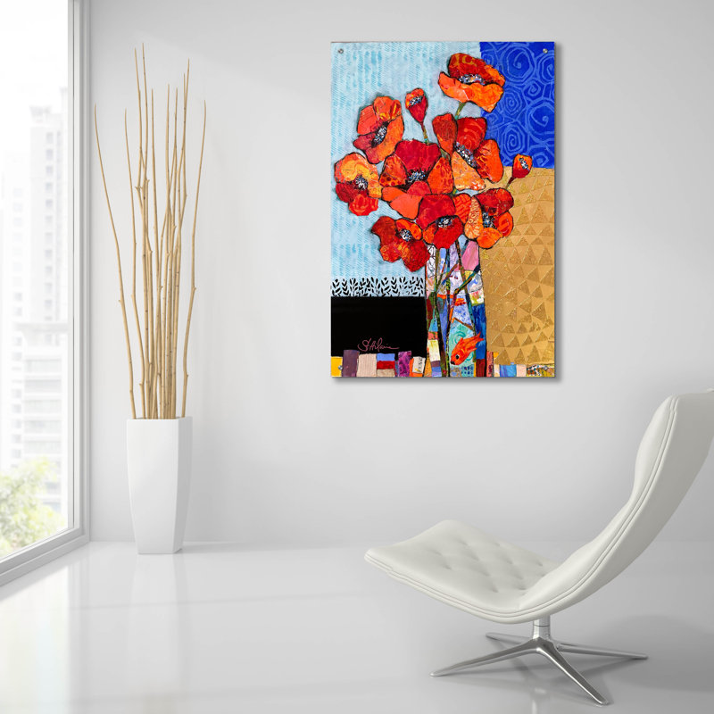 «Poppy Party!» par St Hilaire Elizabeth, art mural en verre acrylique, H 36 po x l 24 po x P 0,2 po