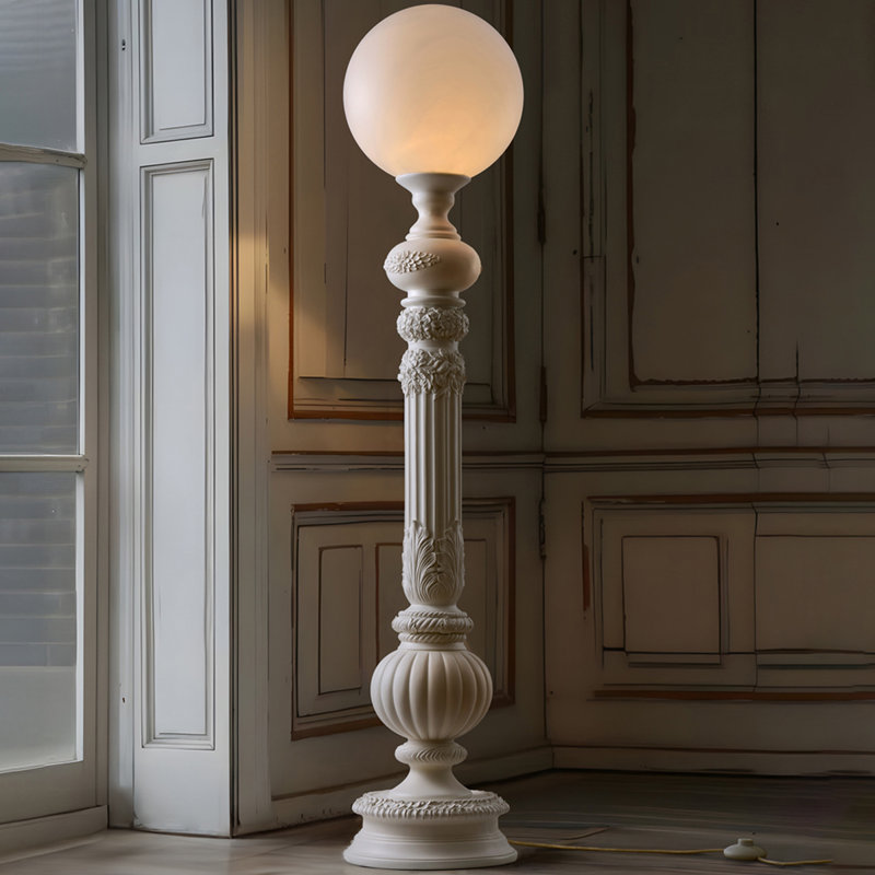 Lampes sur pied en résine blanche et acrylique, Blanc