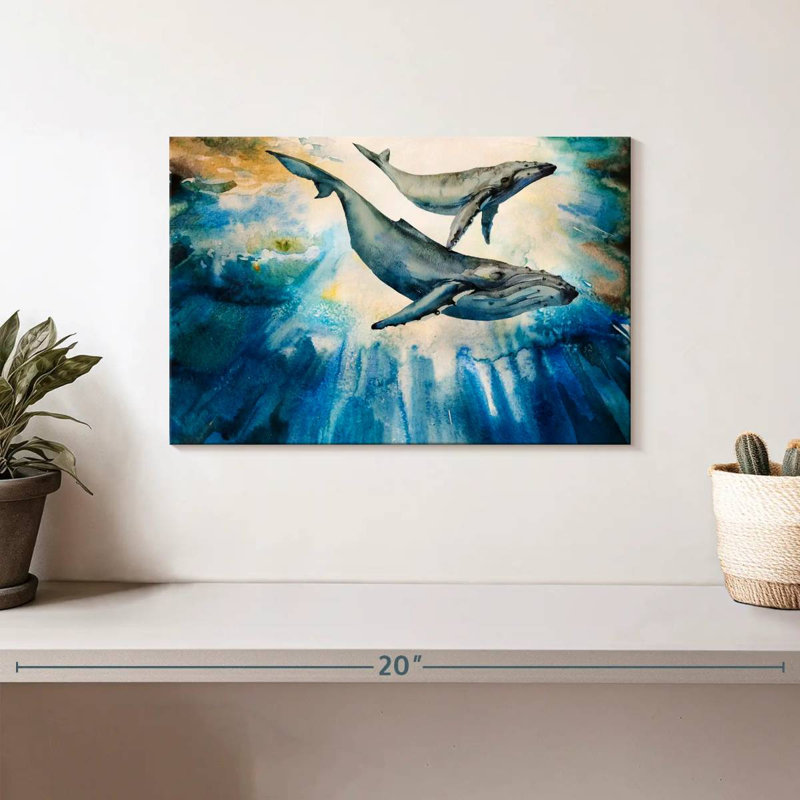Baleine à bosse et veau Brampt, H 8 po x l 12 po