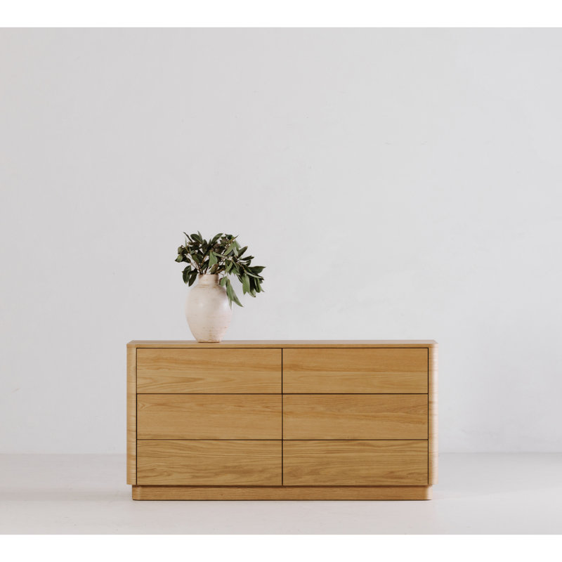 6 Drawer 60" W Double Dresser, Oak