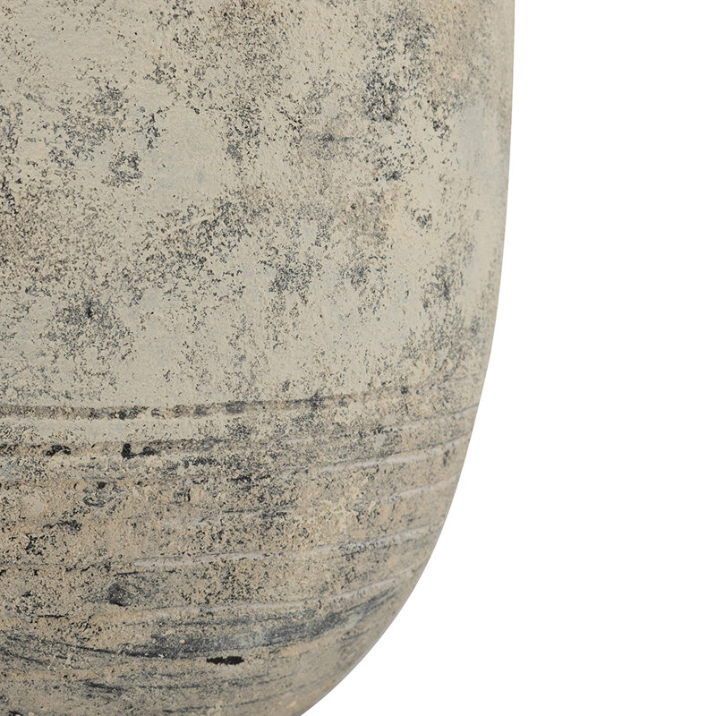Vase rustique en terre cuite, 30 x 30 x 55 cm, aspect pierre vieillie, idéal pour un décor de style campagnard ou bohème.