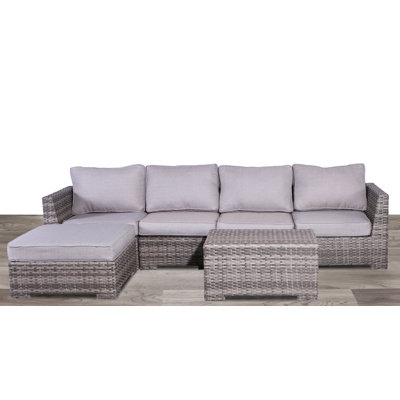 Kirkby Wicker Fully Assembled 5 - Person Seating Group with Cushions