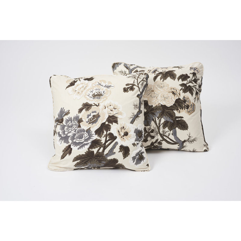 Pyne Hollyhock Pillow, Charcoal, 18" x 18"