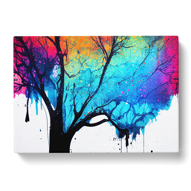 Tree Paint Splatter Abstract - Wrapped Canvas, 35cm H x 50cm W x 3cm D