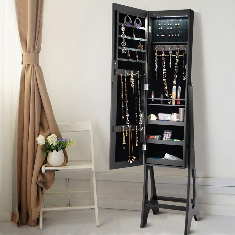 Armoire à bijoux avec miroir Rossman, Noir