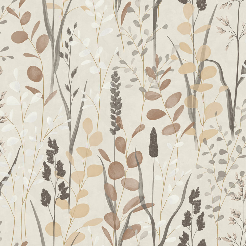 Karuna Collection Meadow Leaf Wallpaper Roll, Beige