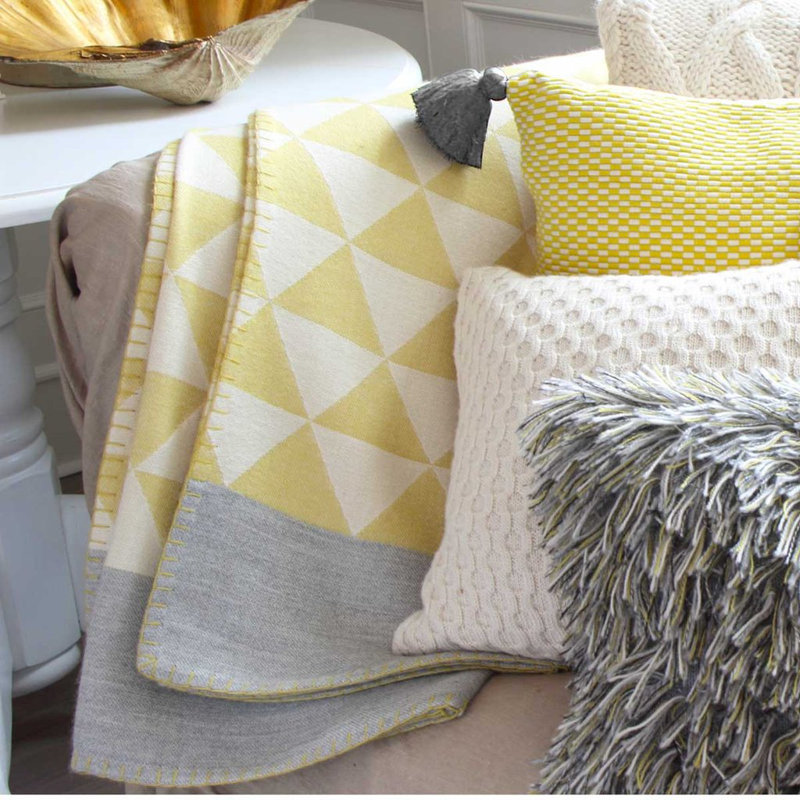 Stockholm Baby Alpaca Woven Throw, Charcoal/Peony
