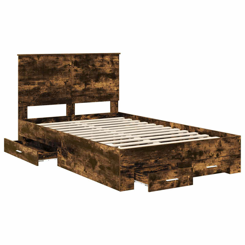 Bed, Small Double (4'), Smoked Oak