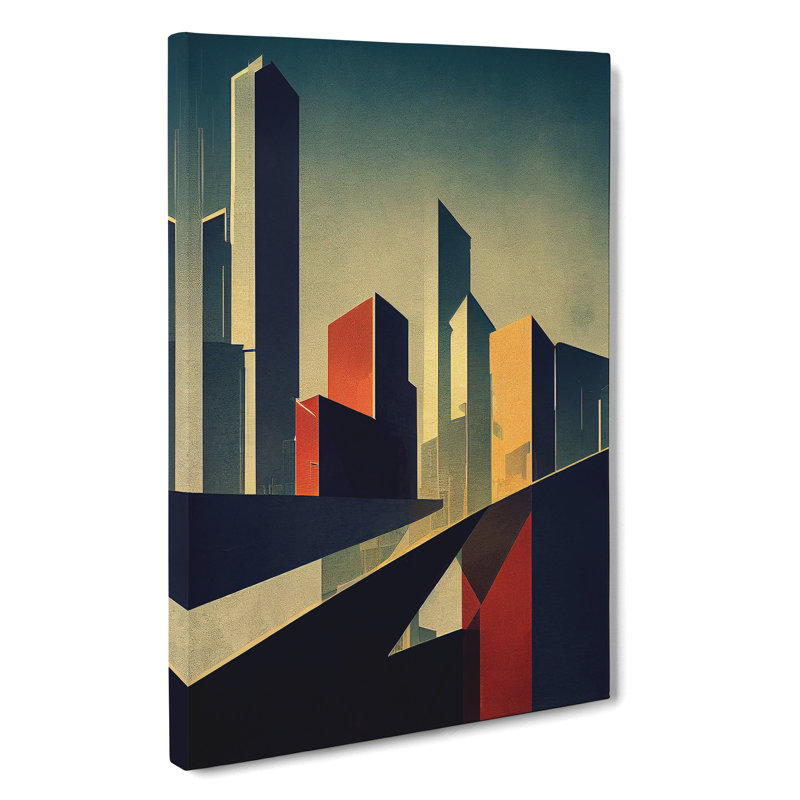 Angular City Skyline Abstract - Wrapped Canvas, 76cm H x 50cm W x 3cm D