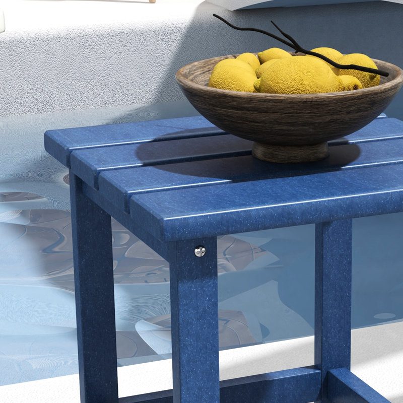 15" Porch Table - Blue Square Patio End For Pool, Balcony Weather , 110 Lbs Capacity Side Table, Outdoor Porch,