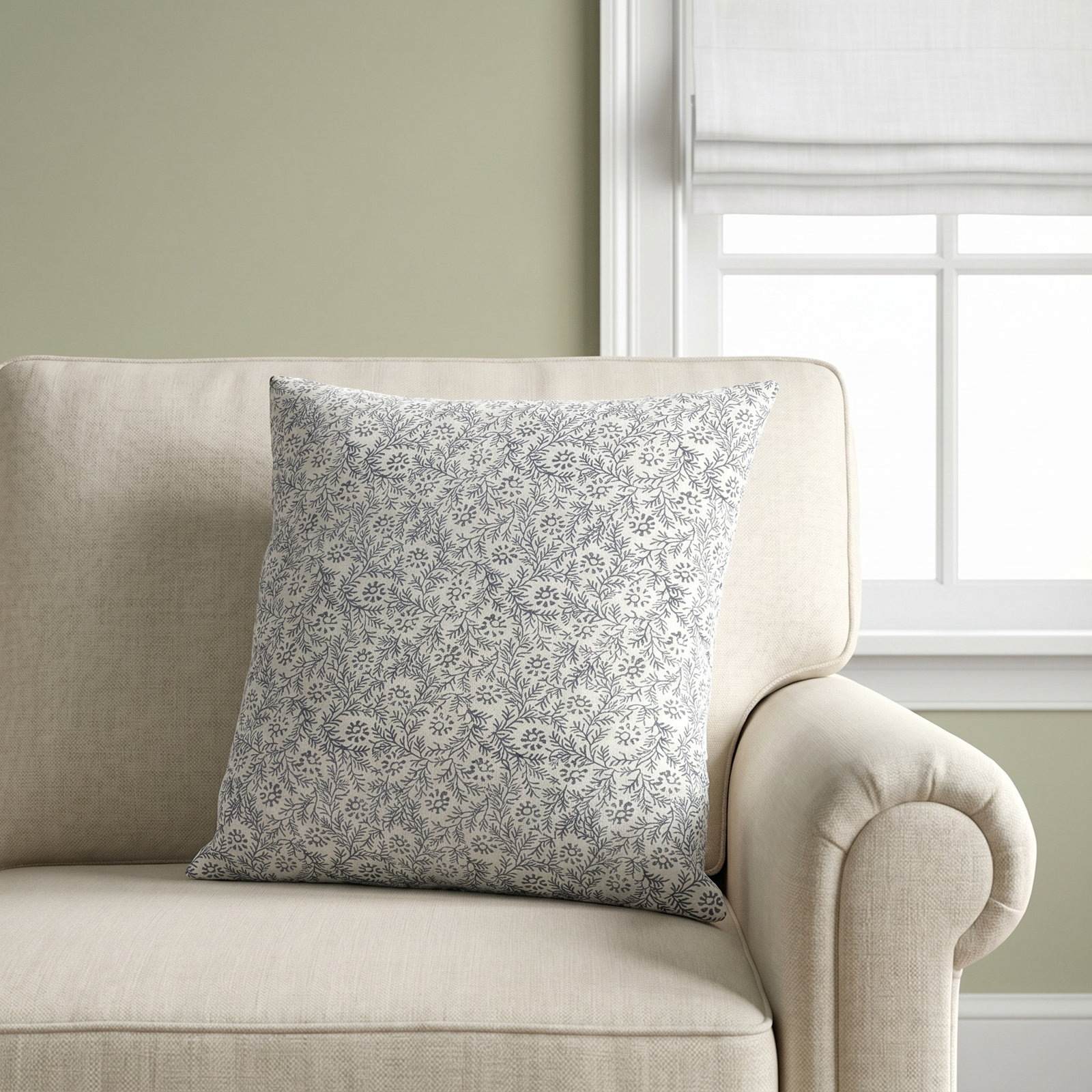 Elisandra 22" Linen Pillow Cover, Cream/Slate