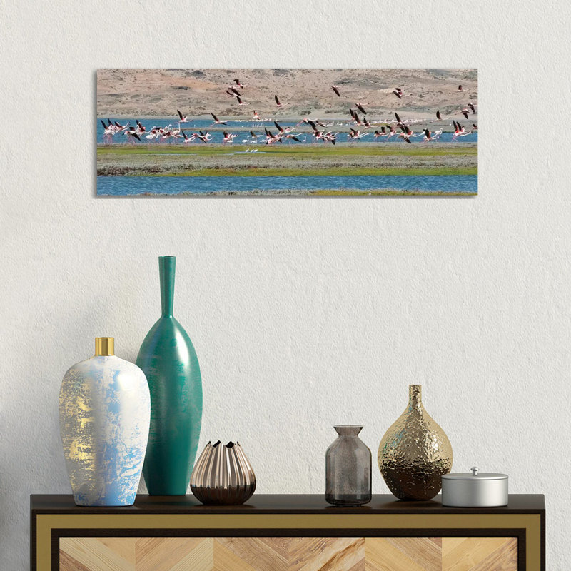 Flamingos, Luderitz Bay, Karas Region, Namibia by Keren Su - Wrapped Canvas Panoramic Print