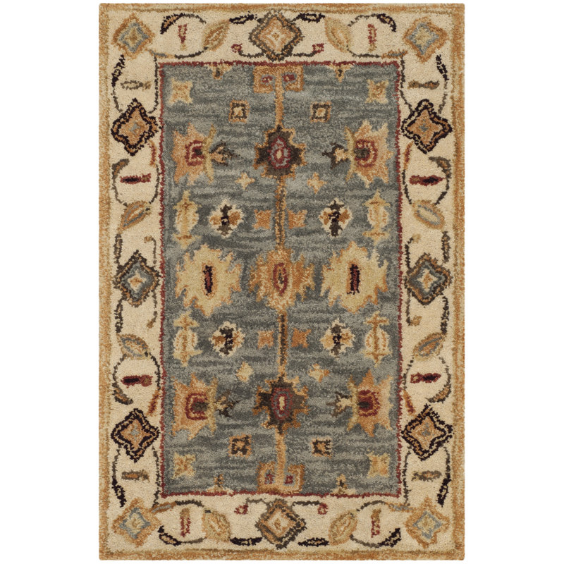 Antiquity Hand-Tufted Blue / Ivory Area Rug, Rectangle 2' x 3'