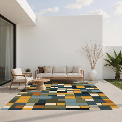 Tiled Grounds Indoor And Outdoor Area Rug