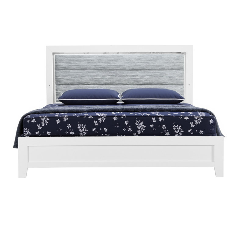 Structure de lit grand et blanc tapissier blanc et gris clair