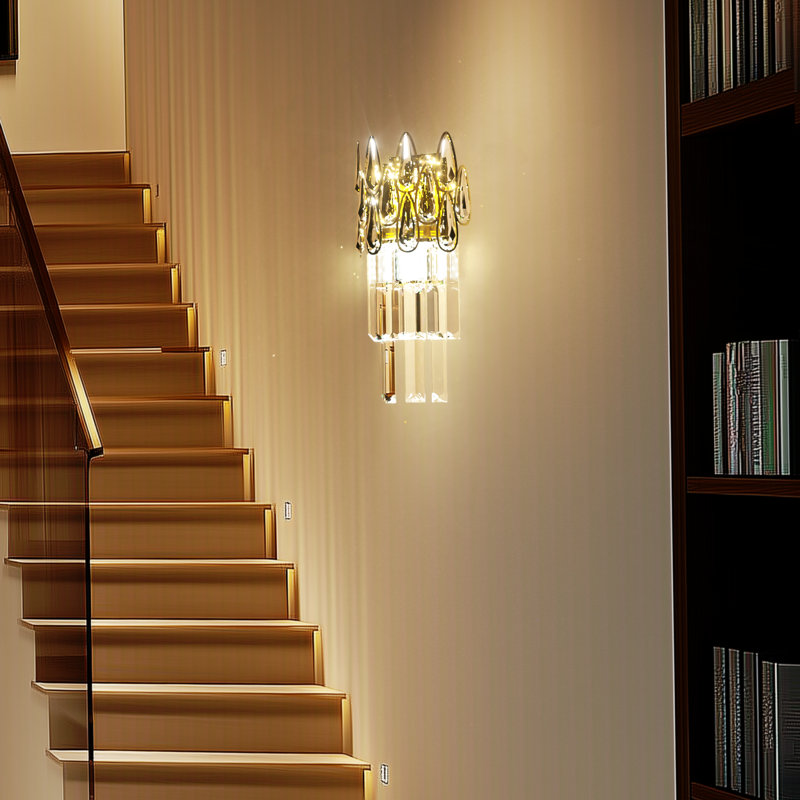 Wall Crystal Sconce Light Wall Mounted Lamp Lighting Gold Frame