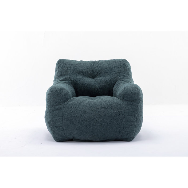 Modern Bedroom Bean Bag Chair In With Soft Foam And Classy Fabric Foam-Filled Elegant, Dark Green