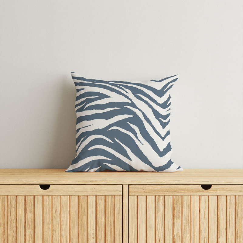 Coussin Zebra, Bleu, H 18 po x l 18 po