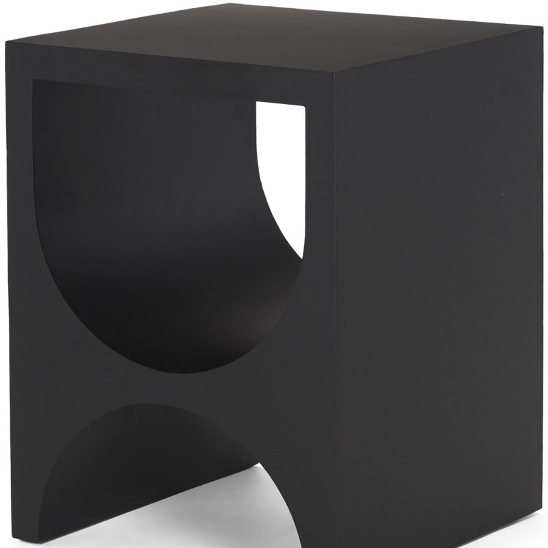 22" Black Iron Square Sled End Table