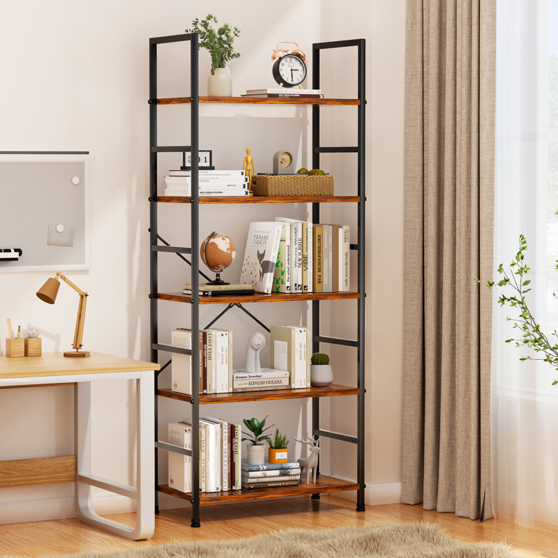 Rayonnage Tarl, Brun rustique / noir, (5 tablettes) H 62,2 po x l 23,62 po x P 11,8 po
