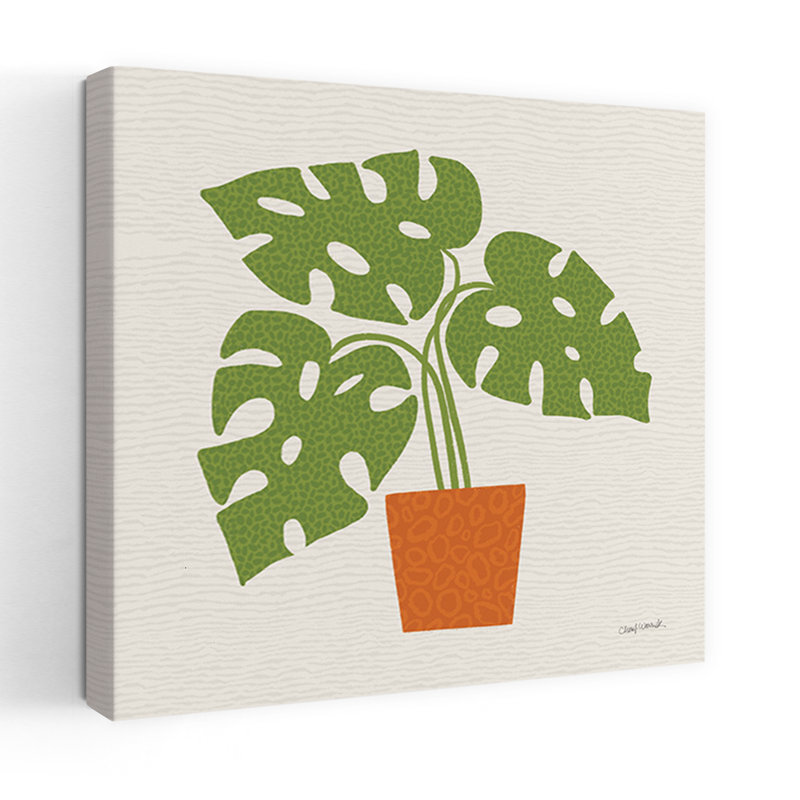Art mural contemporain plante en pot V, H 24 po x l 24 po