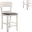 De 2 chaises de salle à manger modernes à hauteur de comptoir - siège en bois massif blanc et tissu rembourré gris