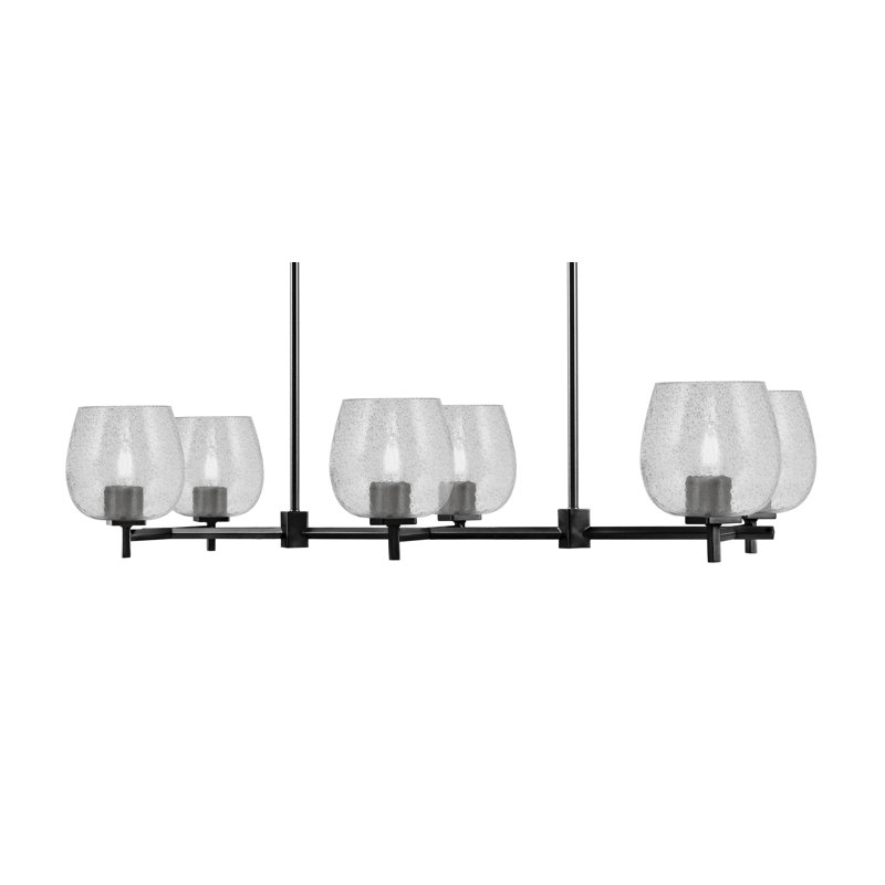 Luminaire pour îlot de cuisine 6 lumières Finola, Noir mat