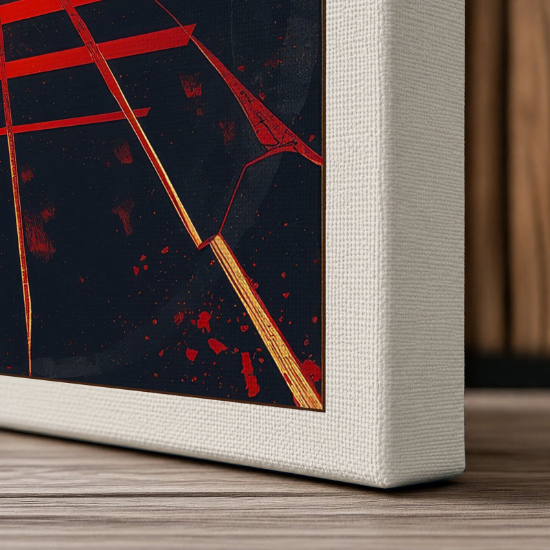 Industrial Sunrise Geometric - Wrapped Canvas, 24x16 - 61.0 x 40.6 cm, Cream Border