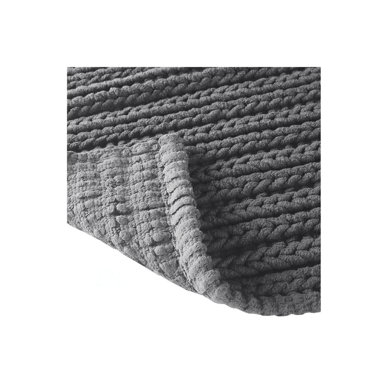 100% Cotton Chenille Chain Stitch Rug, Rectangle 1'5" x 2', Charcoal