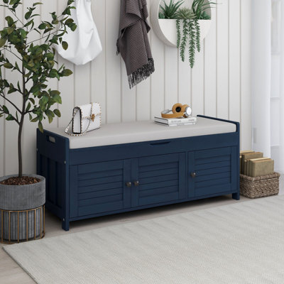 Linen Blend Upholstered Storage Bench