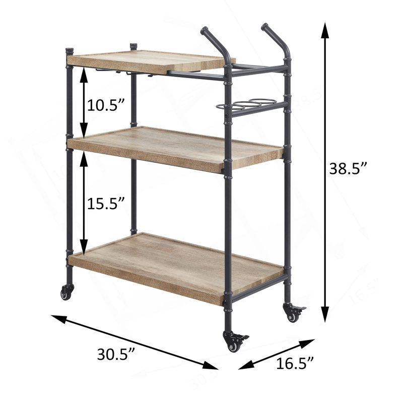 Versatile And Stylish 2-Shelf Oak Serving Cart For Various Occasions