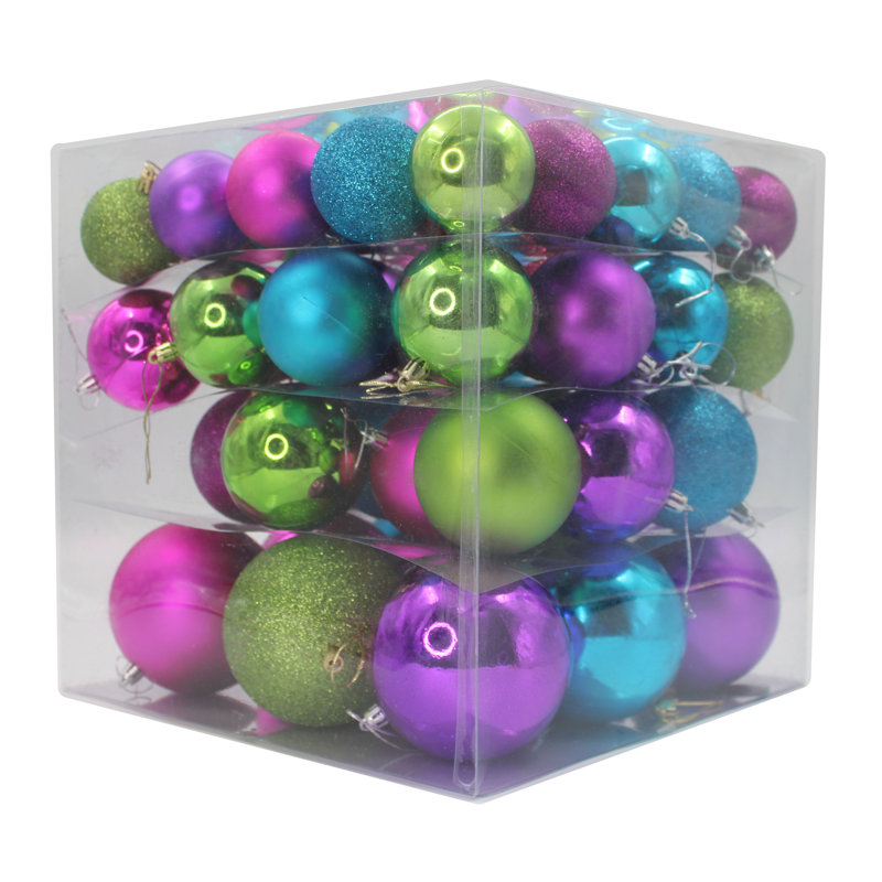 Ensemble d'ornement boule 62 pièces, Rose / Paqiua / Mauve / Vert lime