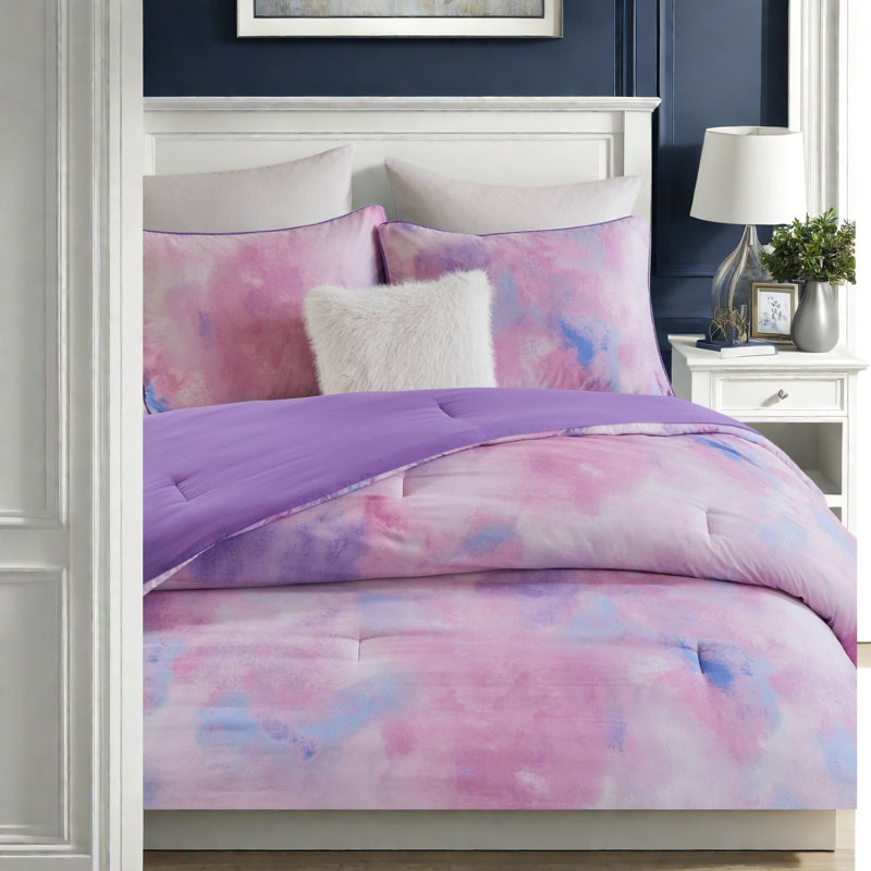Ensemble de literie moderne très grand californien, polyester à teinture par nœuds mauve pour la maison