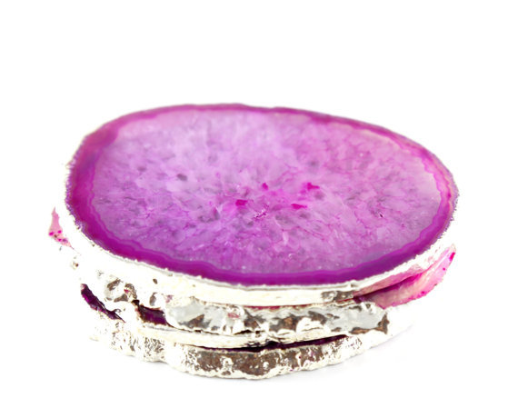 Coaster Crystal Coaster, Silver Plated