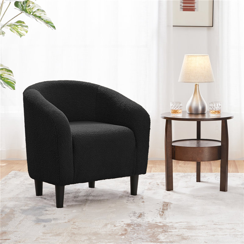 Boucle Club Chair Combining Contemporary and Traditional Design, Black
