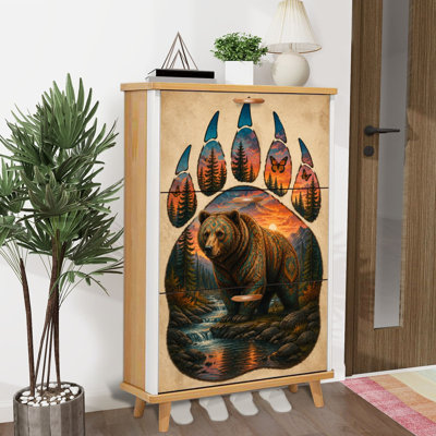 Armoire de rangement pour chaussures avec 3 tiroirs rabattables pour support à chaussures Bear Forest