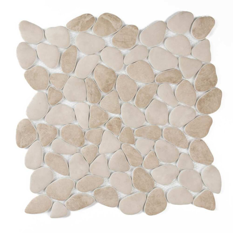 Huron Glass Pebbles Mosaic Tile, Sand Stone